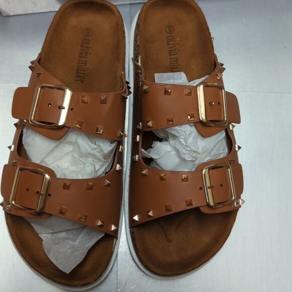 Olivia Miller Sandals Size 6 Cognac - Mule - Slide - Brown - Picture 4 of 13